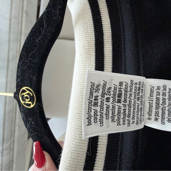PINK Victoria's Secret Black and White Striped Collar Sweatshirt - Picture 4 of 6